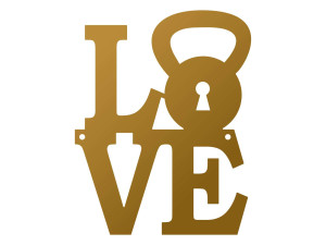 Dekoracja ścienna metalowa Love DES032 30 cm - złoty
