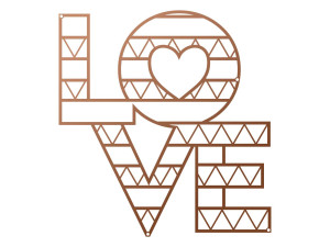 Dekoracja geometryczna ścienna Love DES017 60 cm - miedziany
