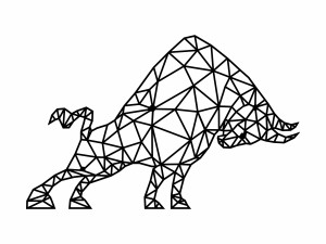 Dekoracja ścienna geometryczna Byk 90 cm - czarny mat