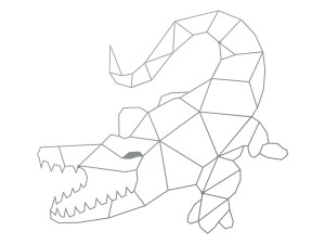 Dekoracja ścienna metalowa Krokodyl 100 cm - srebrny