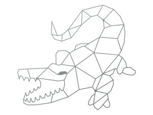 Dekoracja ścienna metalowa Krokodyl 70 cm - srebrny