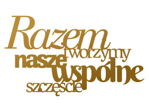 Cytat napis na ścianę Razem 45 cm - złoty