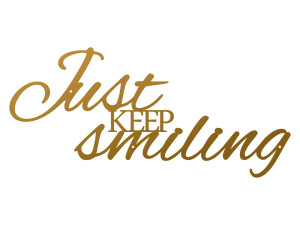 Napis metalowy ścienny Just keep smiling 100 cm - złoty