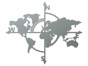 Metalowa mapa świata na ścianę - srebrny - 70