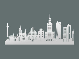 Panorama Miasto Warszawa Dekoracja Ścienna - biały matowy - 70