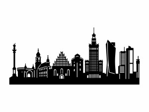Panorama Miasto Warszawa Dekoracja Ścienna - czarny mat - 50