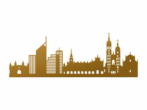Panorama Miasto Kraków Dekoracja ścienna - złoty - 100