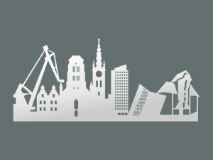 Panorama Miasto Gdańsk Dekoracja ścienna - biały matowy - 50