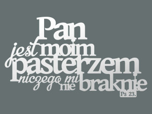 Dekoracja metalowa napis na ścianę Psalm 60 cm - biały matowy