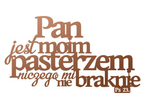 Dekoracja metalowa napis na ścianę Psalm 60 cm - miedziany