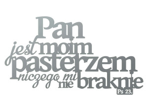Dekoracja metalowa napis na ścianę Psalm 60 cm - srebrny