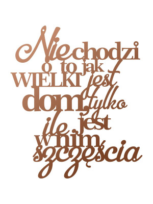 Dekoracja metalowa napis Sentencja na ścianę KNS020 40 cm - miedziany