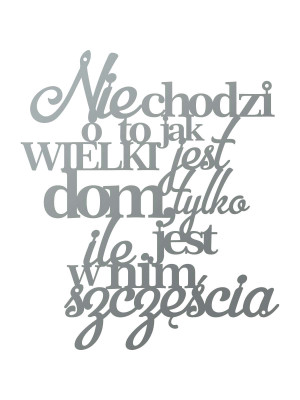 Dekoracja metalowa napis Sentencja na ścianę KNS020 40 cm - srebrny