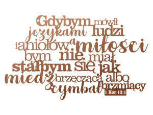 Dekoracja metalowa napis na ścianę Psalm II 60 cm - miedziany