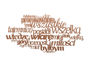 Dekoracja metalowa napis na ścianę Hymn 60 cm - miedziany