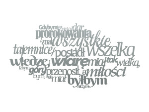 Dekoracja metalowa napis na ścianę Hymn 60 cm - srebrny
