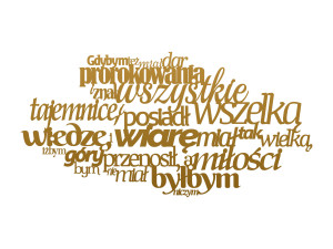 Dekoracja metalowa napis na ścianę Hymn 60 cm - złoty