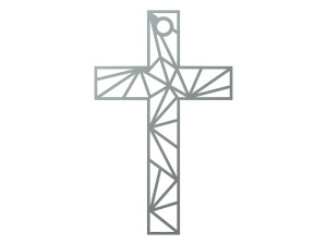 Krzyż metalowy KNS028 15 cm - srebrny