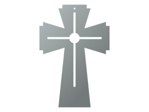 Krzyż metalowy KNS034 30 cm - srebrny
