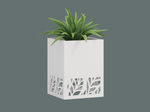 Kwietnik metalowy AŻUROWY A01 30x30x40 - biały matowy
