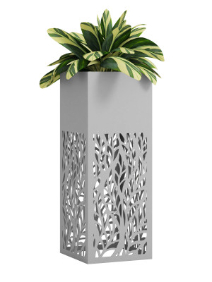 Kwietnik metalowy AŻUROWY A01 30x30x80 - srebrny