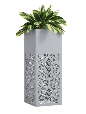 Kwietnik metalowy AŻUROWY A02 30x30x80 - srebrny