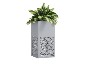 Kwietnik metalowy AŻUROWY A02 30x30x60 - srebrny