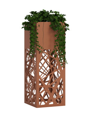 Kwietnik metalowy AŻUROWY A03 30x30x80 - miedziany