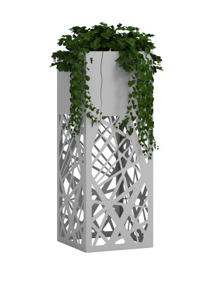 Kwietnik metalowy AŻUROWY A03 30x30x80 - srebrny