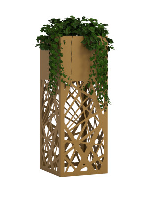 Kwietnik metalowy AŻUROWY A03 30x30x80 - złoty