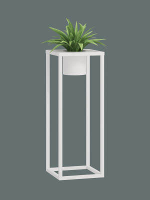 Kwietnik metalowy TUBE loft L 30x30x80cm - biały matowy
