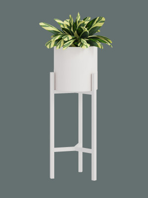 Kwietnik metalowy loft Tripod M - biały matowy