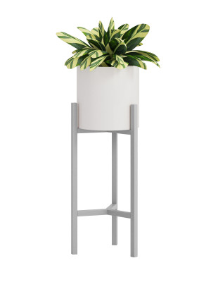 Kwietnik metalowy loft Tripod M - srebrny