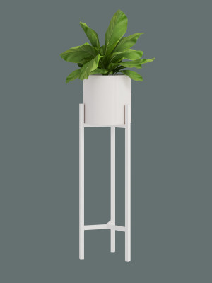Kwietnik metalowy loft Tripod L - biały matowy
