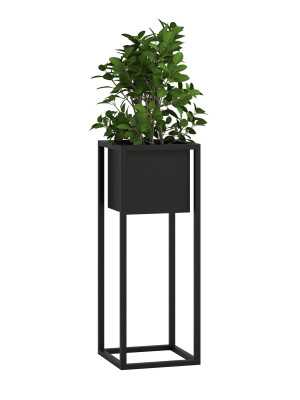 Kwietnik z wewnętrzną donicą 30x30x80 - czarny mat