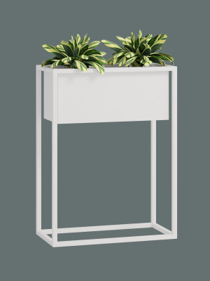 Kwietnik z wewnętrzną donicą 30x60x80 - biały matowy