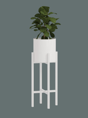 Kwietnik metalowy loft X M - biały matowy