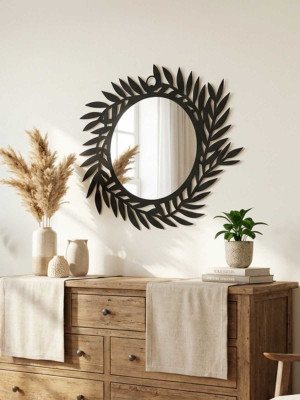 Lustro metalowe Liście 50x43 cm - złoty