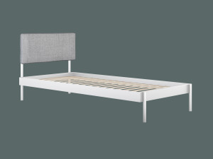 Łóżko metalowe Minimal z zagłówkiem 90x200 cm - biały matowy - Szary