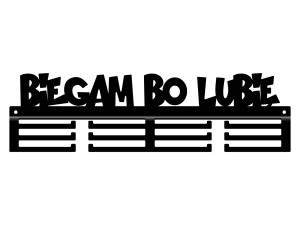 Wieszak na medale Biegam bo lubię II 40 cm - czarny mat