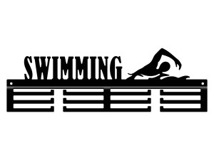 Wieszak na medale Swimming pływanie 40 cm - czarny mat