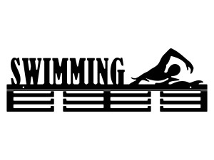 Wieszak na medale Swimming pływanie 60 cm - czarny mat