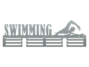 Wieszak na medale Swimming pływanie 60 cm - srebrny
