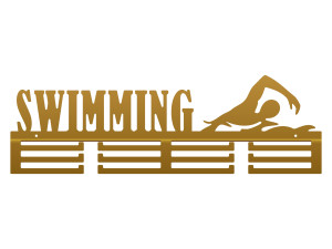 Wieszak na medale Swimming pływanie 60 cm - złoty