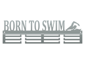 Wieszak na medale Born to swim 40 cm - srebrny