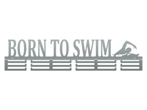 Wieszak na medale Born to swim 80 cm - srebrny