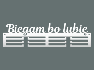 Wieszak na medale Biegam bo lubię 40 cm - biały matowy
