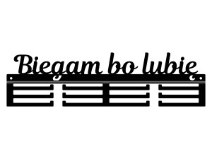 Wieszak na medale Biegam bo lubię 40 cm - czarny mat