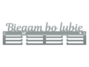 Wieszak na medale Biegam bo lubię 40 cm - srebrny