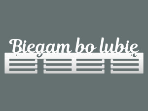 Wieszak na medale Biegam bo lubię 60 cm - biały matowy